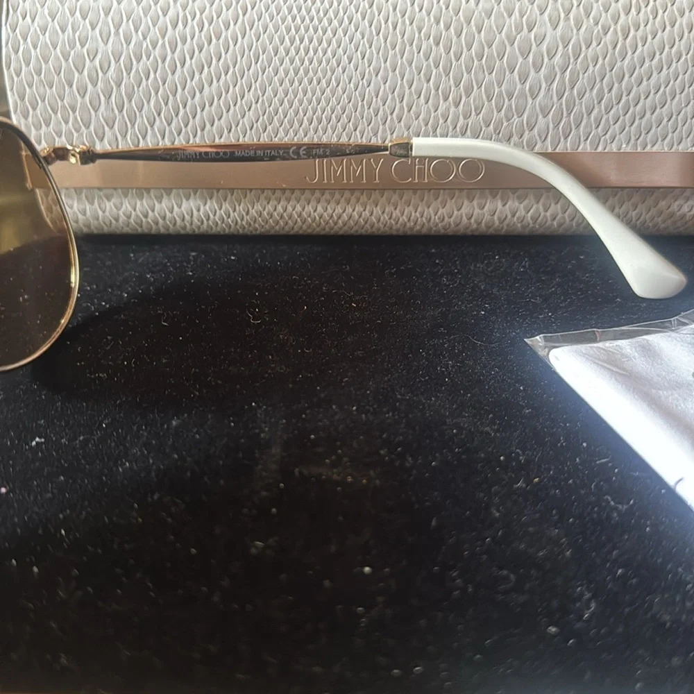 Jimmy Choo Aviator Sunglasses - Gold Frame, Black Lenses